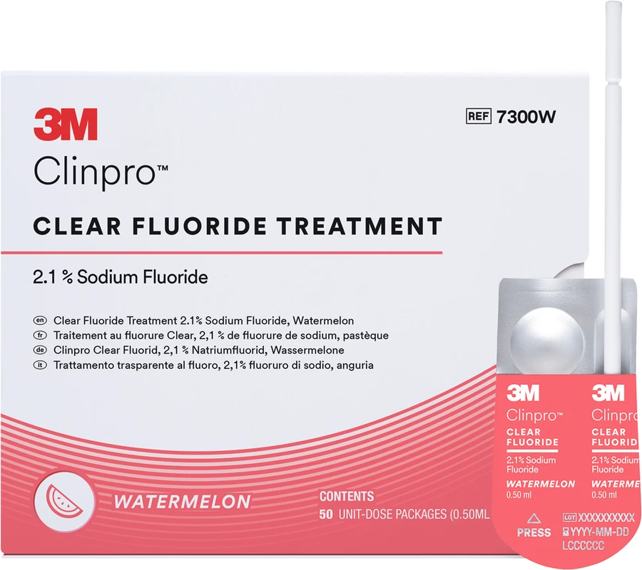 Clinpro™ Clear Fluorid Packung 50 x 0,5 ml Single Dose Wassermelone, Zubehör