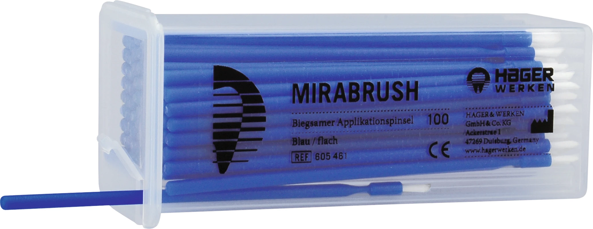 MIRABRUSH® Packung 100 Stück blau, 11 cm, flach