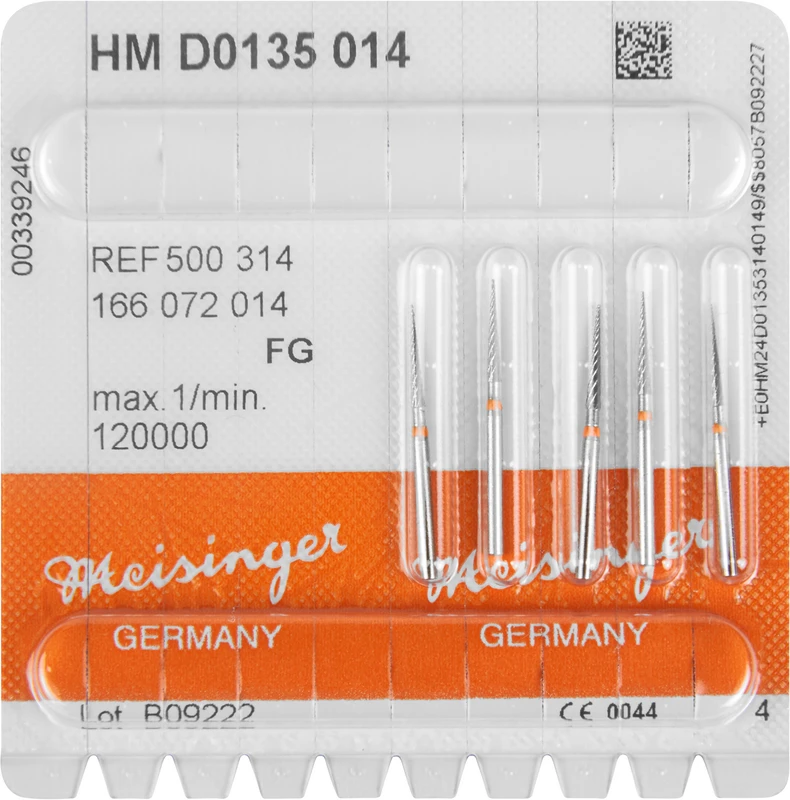HM-Finierer D0135 Packung 5 Stück orange fein, FG, Figur 166 konisch spitz, 9 mm, ISO 014