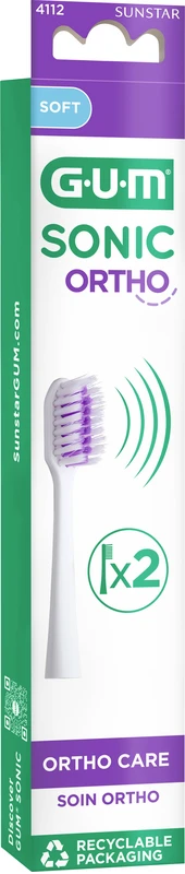 GUM® SONIC ORTHO Ersatzbürstenköpfe Packung 2 Stück