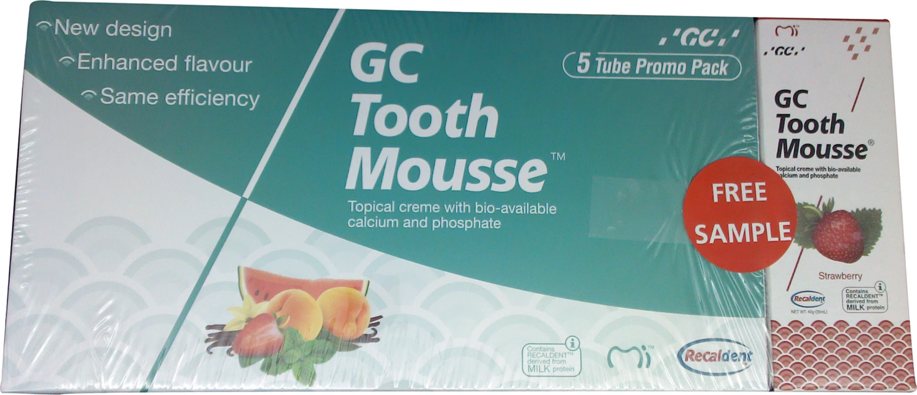 GC Tooth Mousse™ Promopack 5+1 6 x 40 g (Melone, Erdbeere, Tutti-Frutti, Mint, Vanille) plus 1 Tube extra