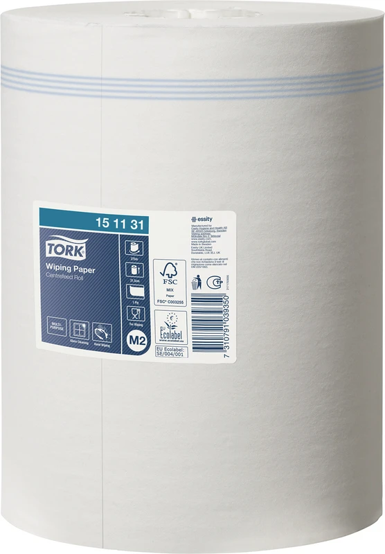 TORK® Mehrzweck Papierwischtücher M1/M2 System Karton 6 Rollen 1-lagig, 120 m x 21,5 cm, weiß