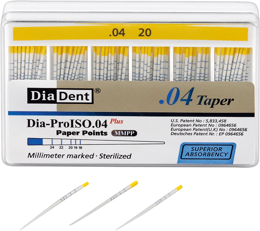 DiaDent® Dia-Pro Paper Points Packung 100 Stück Taper.04, ISO 020