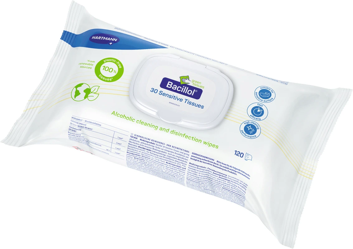 Bacillol® 30 Sensitive Green Tissues Flowpack 120 Stück grün