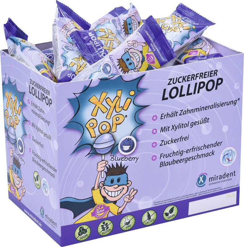 XyliPOP® Lollipop Box 50 x 6 g Stück Blaubeere