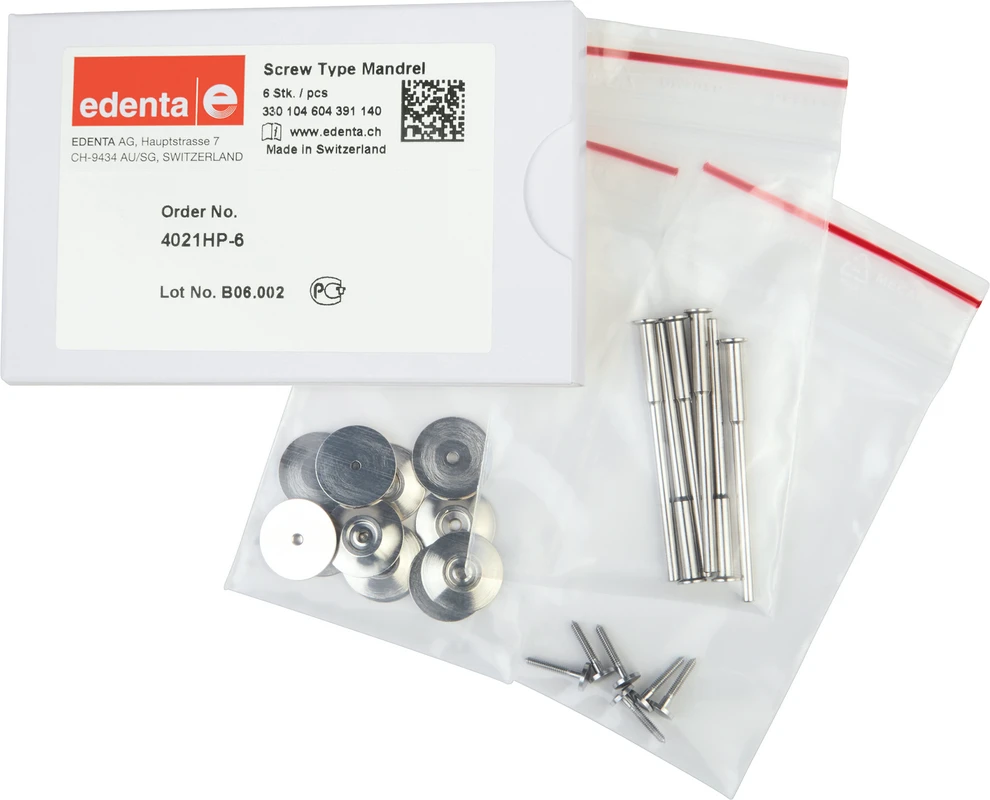 Schraubmandrelle 305 Packung 6 Stück HP, 3 mm, ISO 140, inkl. verstärker Flansche (unmontiert, lose beigelegt)