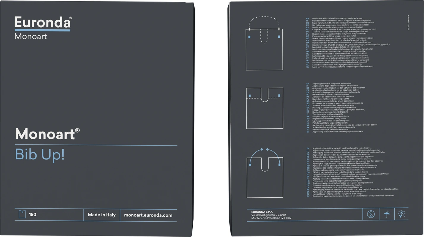 Monoart Patientenumhänge Bib Up Karton 150 Stück 50 x 60 cm, hellblau