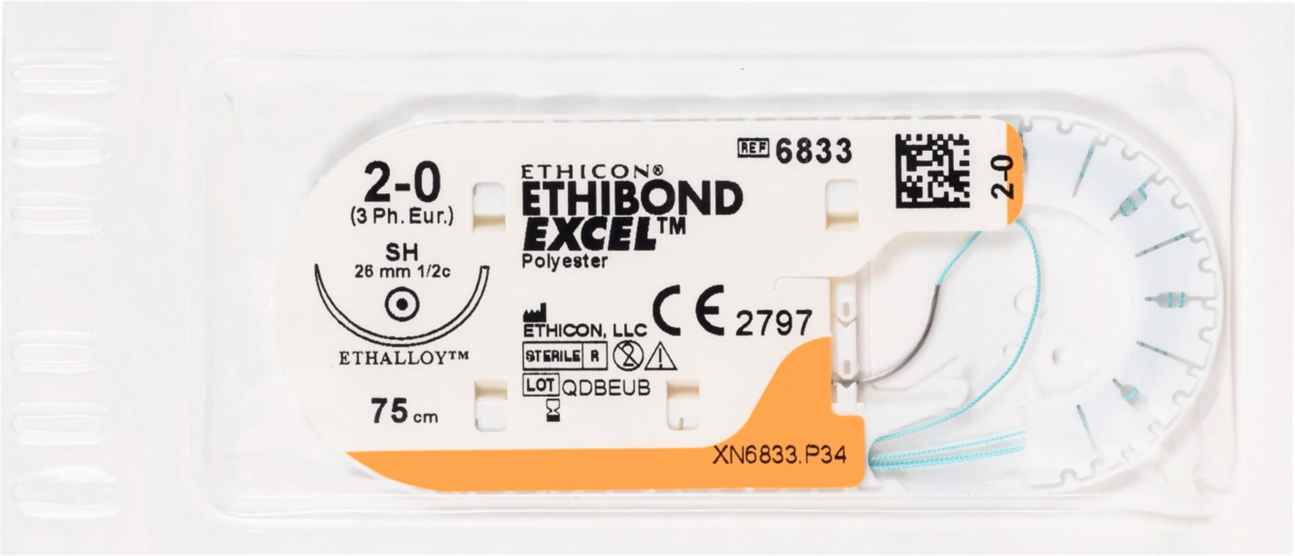 ETHIBOND EXCEL Packung 12 Stück grün, 45 cm, DA VB, Asymptotisch, Rundkörper, schneidend, 26 mm USP 4/0