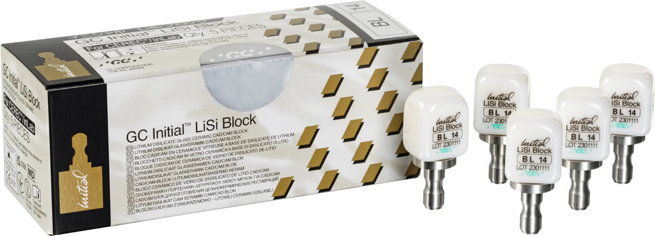 GC Initial™ LiSi Block für CEREC Packung 5 Stück Größe 14, BL