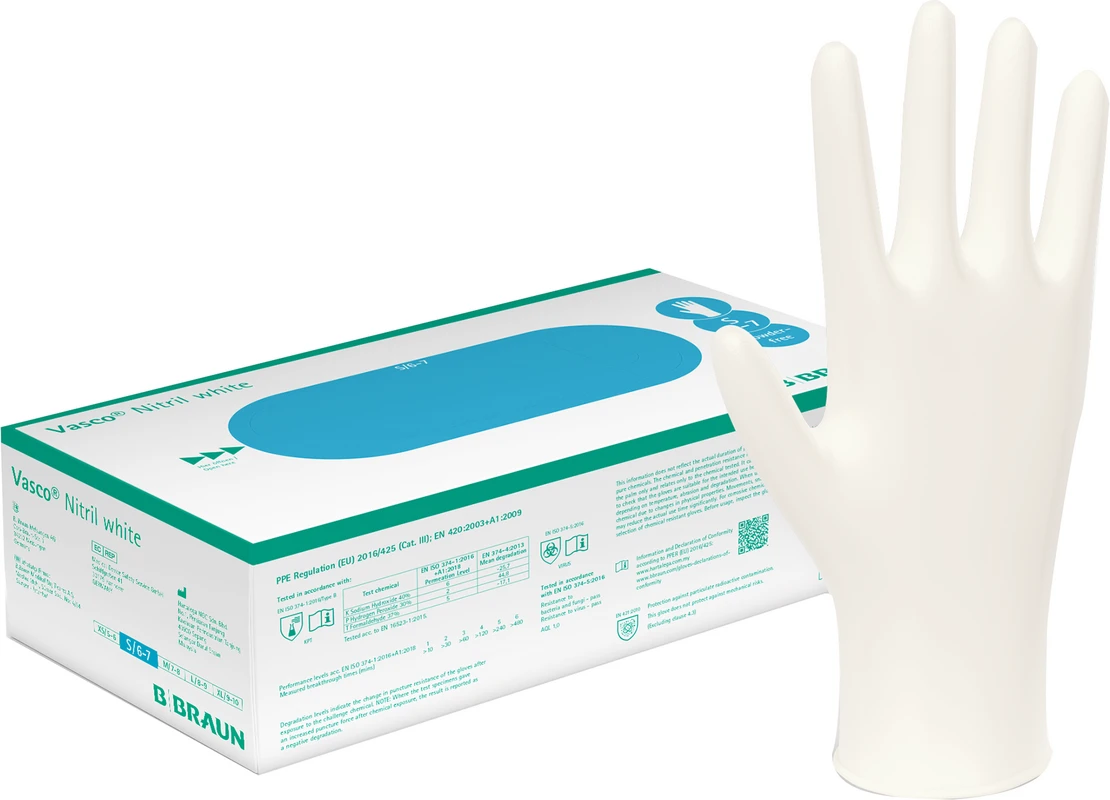 Vasco® Nitril white Packung 100 Stück puderfrei, weiß, XS