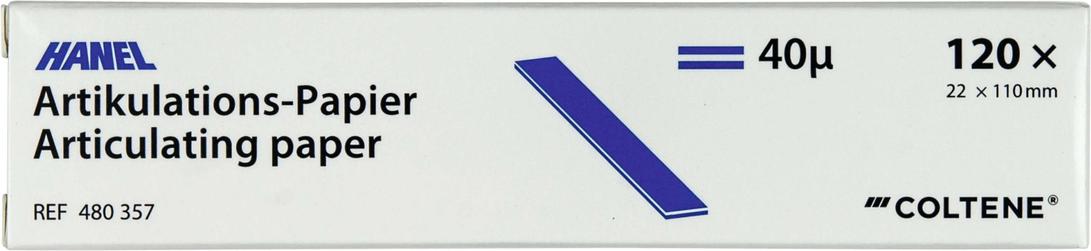 HANEL Artikulations-Papier 40 µm Packung 120 Streifen blau, 40 µm