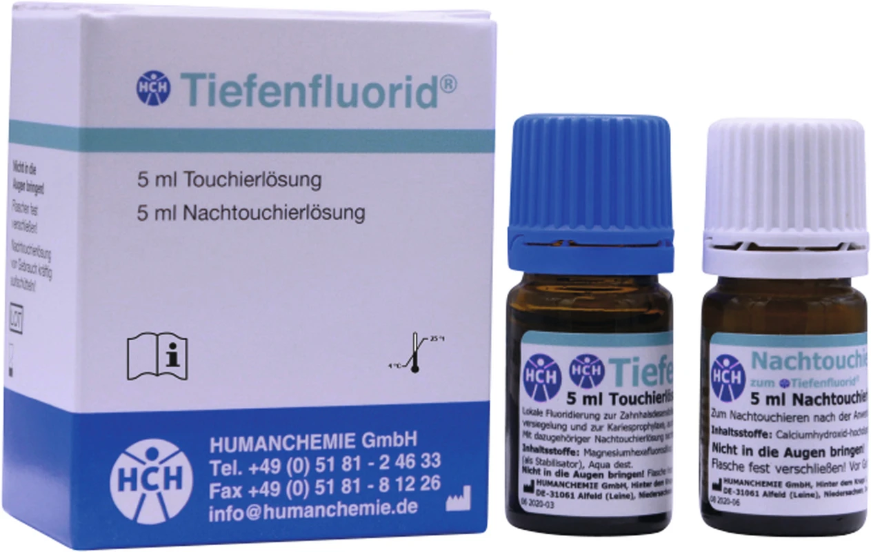 Tiefenfluorid® Packung 5 ml Touchierlösung, 5 ml Nachtouchierlösung Tiefenfluorid® HUMANCHEMIE