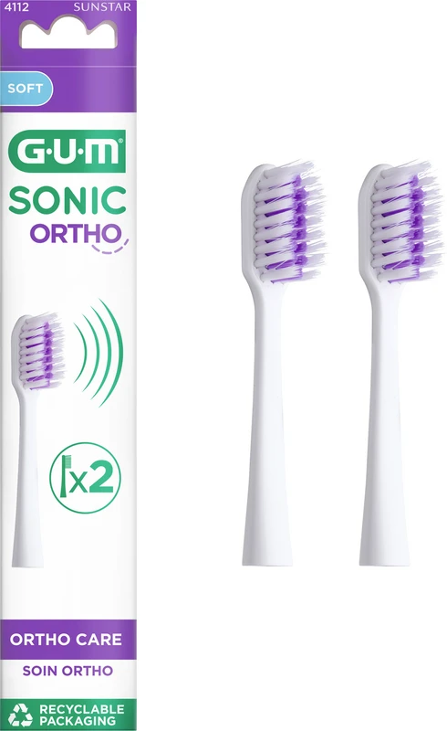 GUM® SONIC ORTHO Ersatzbürstenköpfe Packung 2 Stück