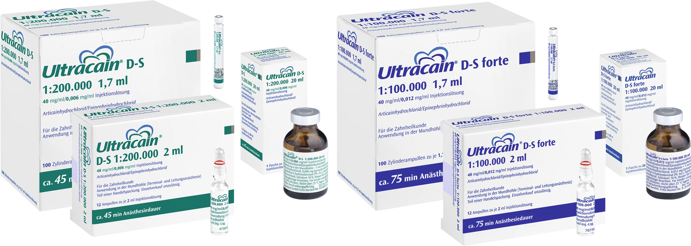 Ultracain® D-S 1:200.000 Packung 96 x 2 ml DS, 1:200.000