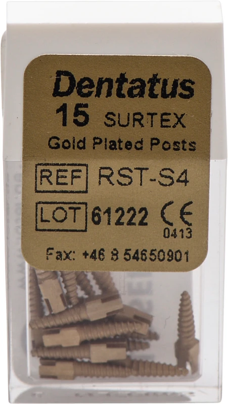 Classic Surtex vergoldete Wurzelstifte Packung 15 Stück 7,8 mm, Ø 1,5 mm, Größe 4