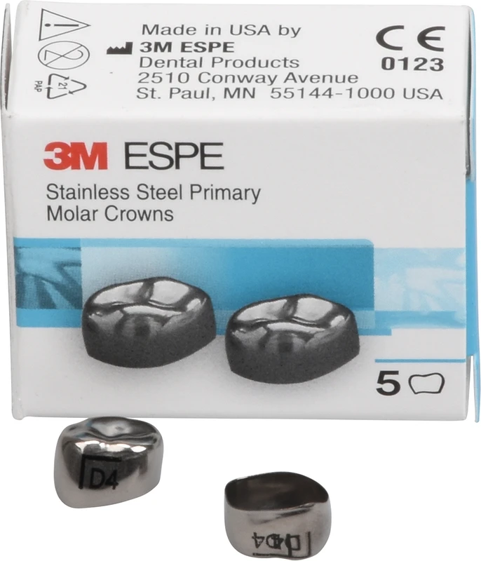 Edelstahlkronen Packung 5 Stück D-LL-4, für Milchmolaren