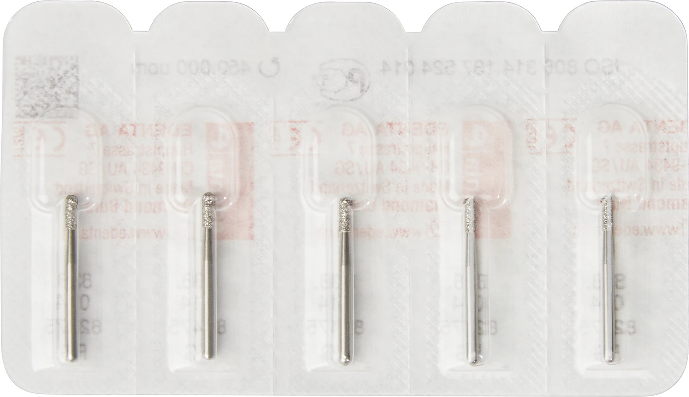 Diamanten 838 Packung 5 Stück Standard, FG, Figur 137 Zylinder Kante rund, 4 mm, ISO 014