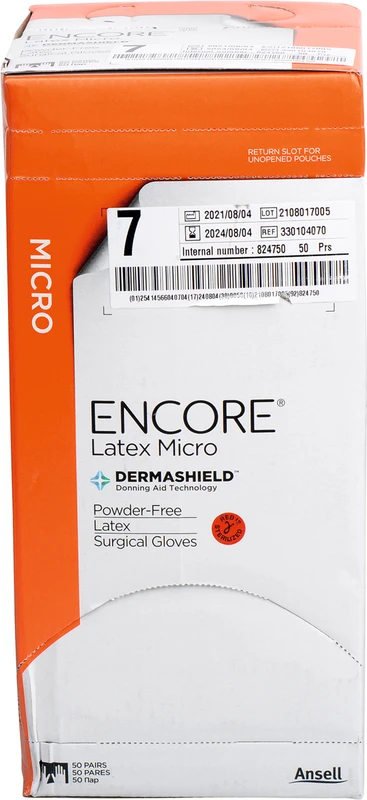 ENCORE® Latex Micro Packung 50 Paar puderfrei, braun, Größe 7 ENCORE® Latex Micro Packung 50 Paar puderfrei, braun, Größe 7