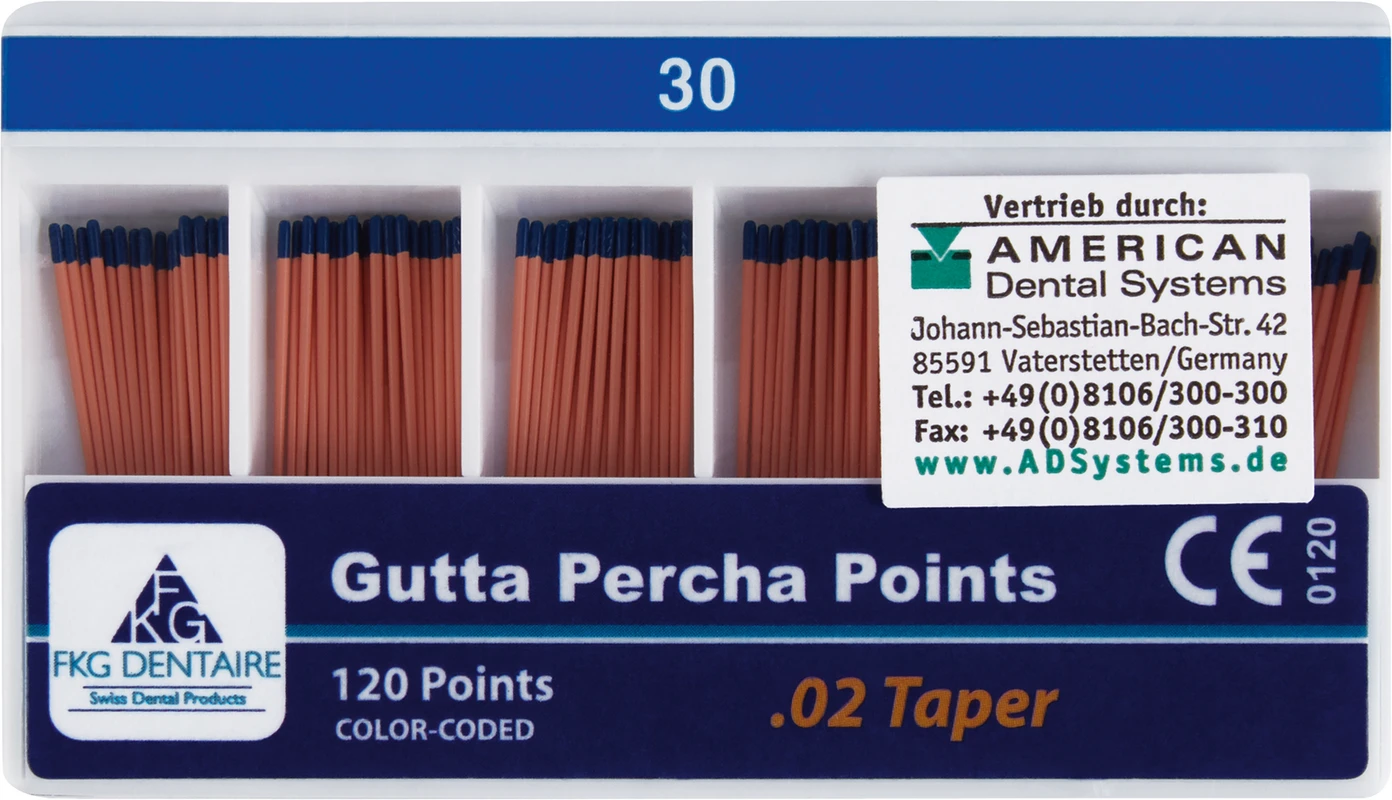 FKG Gutta Percha Packung 120 Stück Taper.02 ISO 030