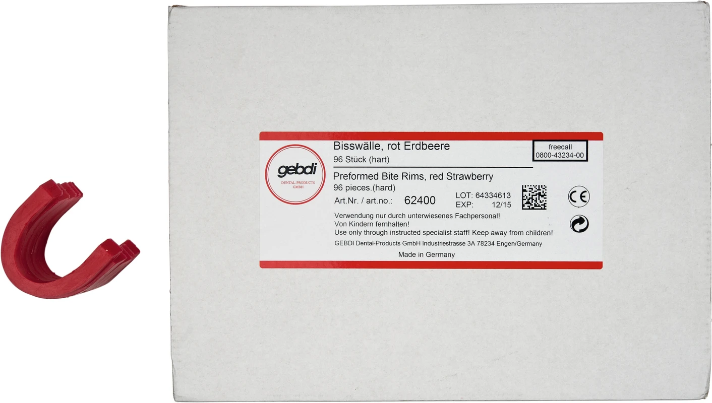 Bisswälle vorgeformt Packung 96 Stück rot, Erdbeeraroma, hart