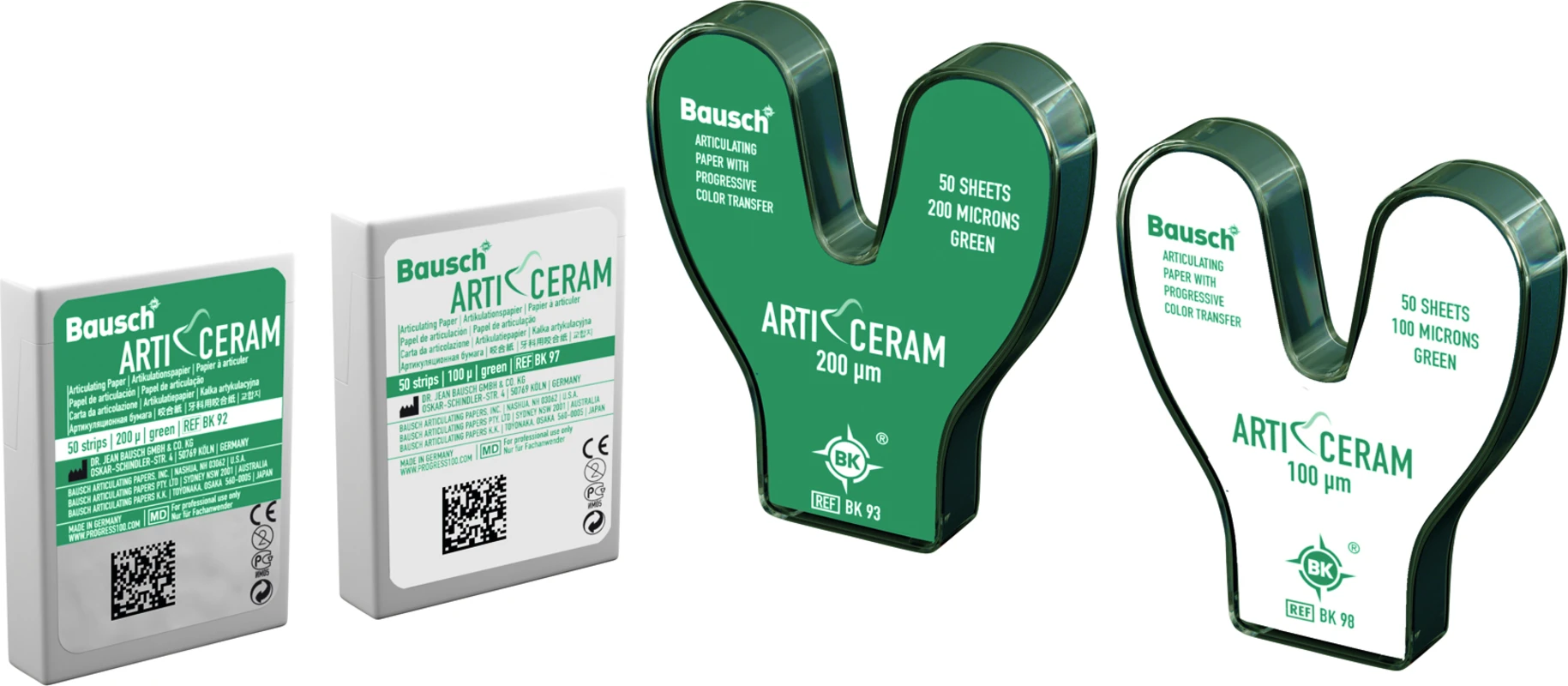 Arti-Ceram Packung 1 Spender, 50 Artikulationspapiere grün, 200&micro;m, 52 x 20 mm
