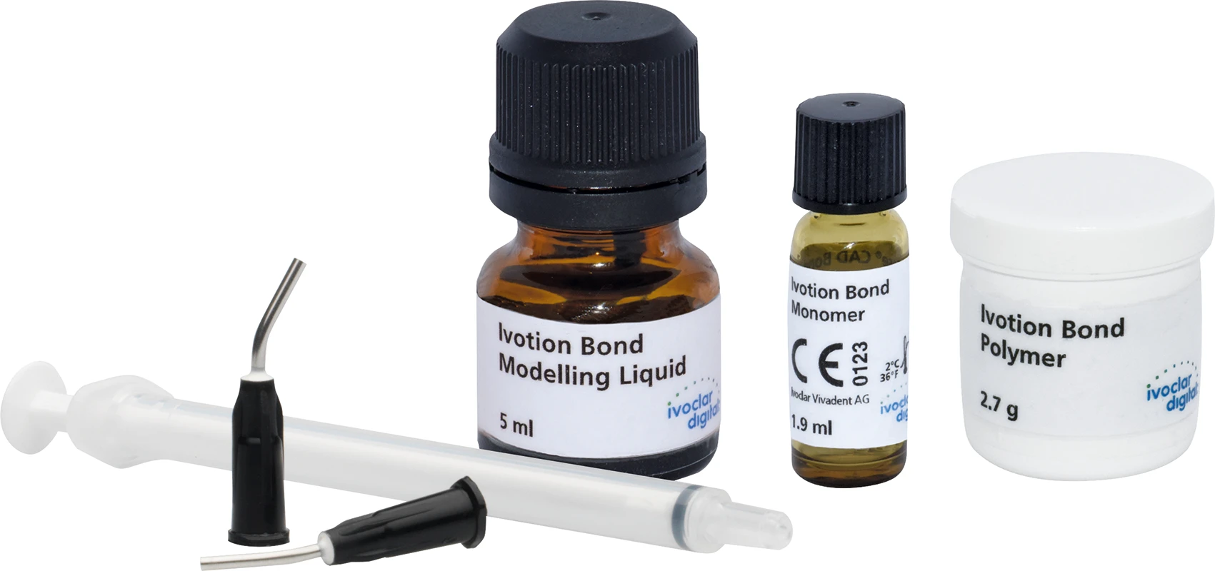 Ivotion Bond 10 Kit Set 10 x 1,75 g Polymer, 10 x 1,9 ml Monomer, 5 ml Liquid, 10 Spritzen, 10 Kanülen