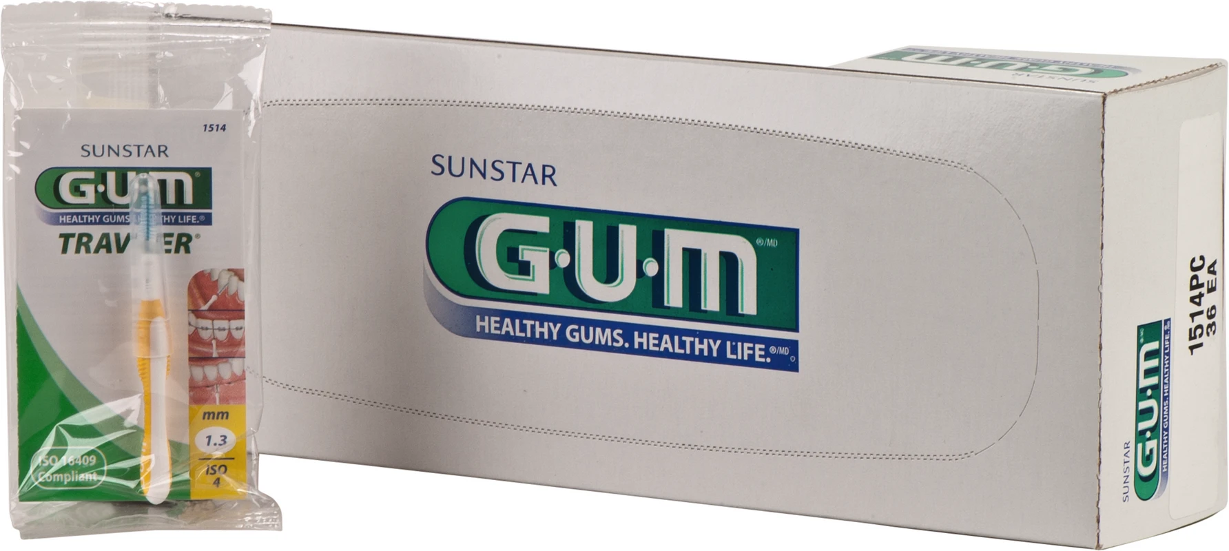 GUM® TRAV-LER® Interdentalbürsten Nachfüllbeutel 36 Stück Tanne, gelb, Ø 1,3 mm