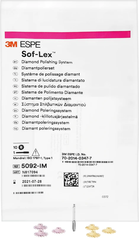 Sof-Lex™ Finier- und Polierräder Intro Kit 5 Finierräder beige, 5 Polierräder pink, 1 Mandrell