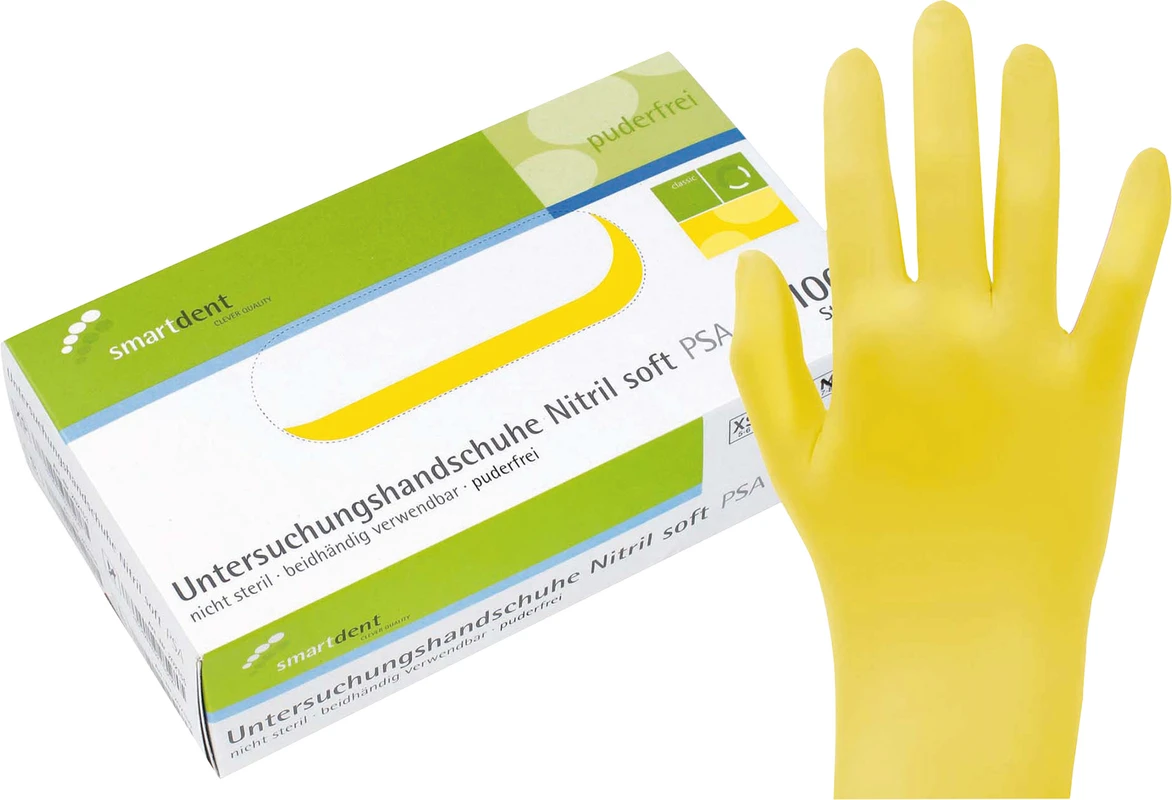 smart Nitrilhandschuhe Soft PF Packung 100 Stück puderfrei, gelb, L