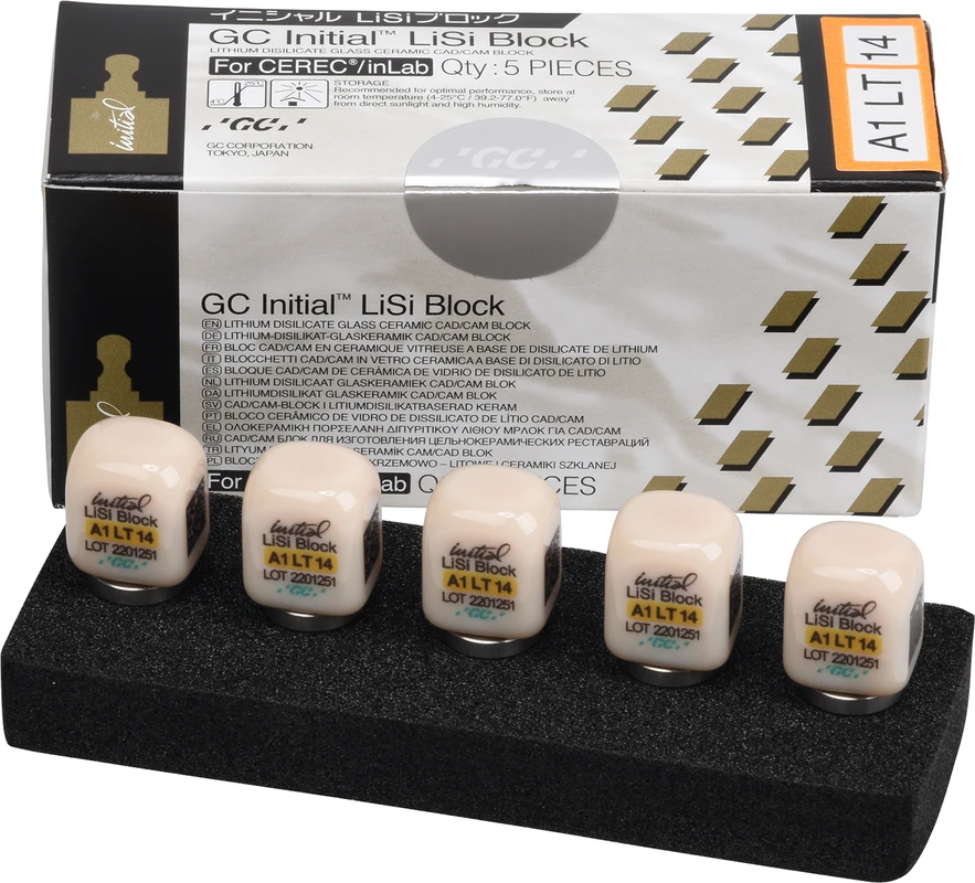 GC Initial™ LiSi Block für CEREC Packung 5 Stück Größe 14, A1 LT