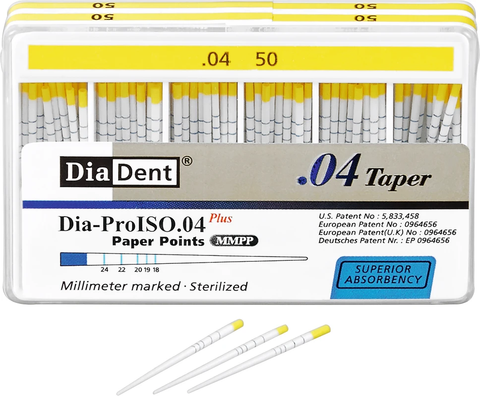 DiaDent® Dia-Pro Paper Points Packung 100 Stück Taper.04, ISO 050