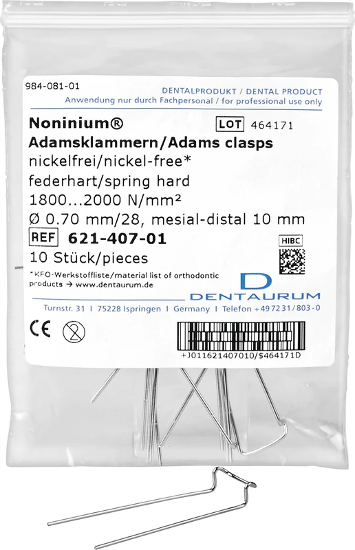 Noninium® Adamsklammern Packung 10 Stück Länge 10 mm
