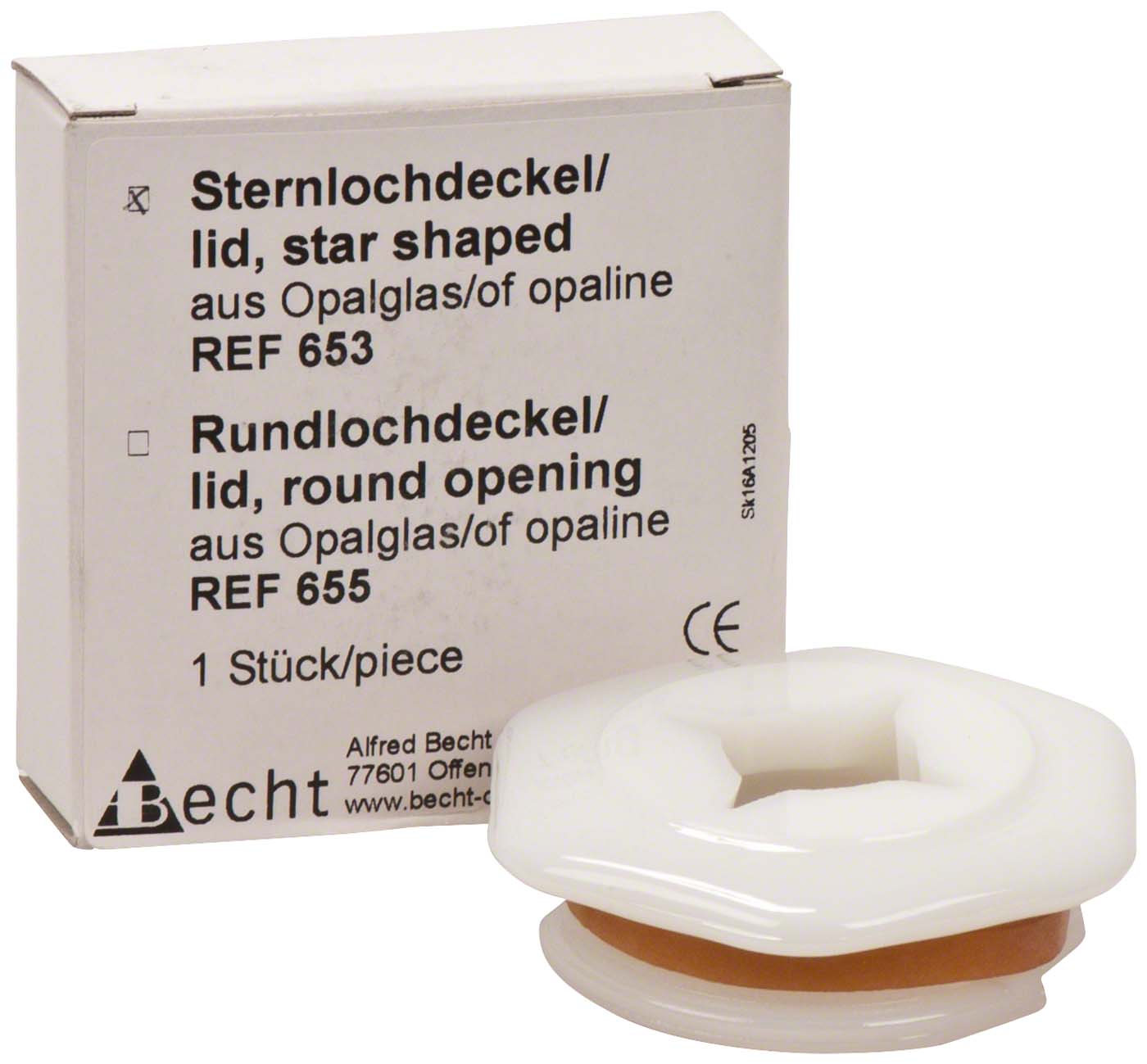 Abfallbehälter Stück Sternlochdeckel aus Opalglas, sterilisierbar, für Abfallbehälter Abfallbehälter Becht