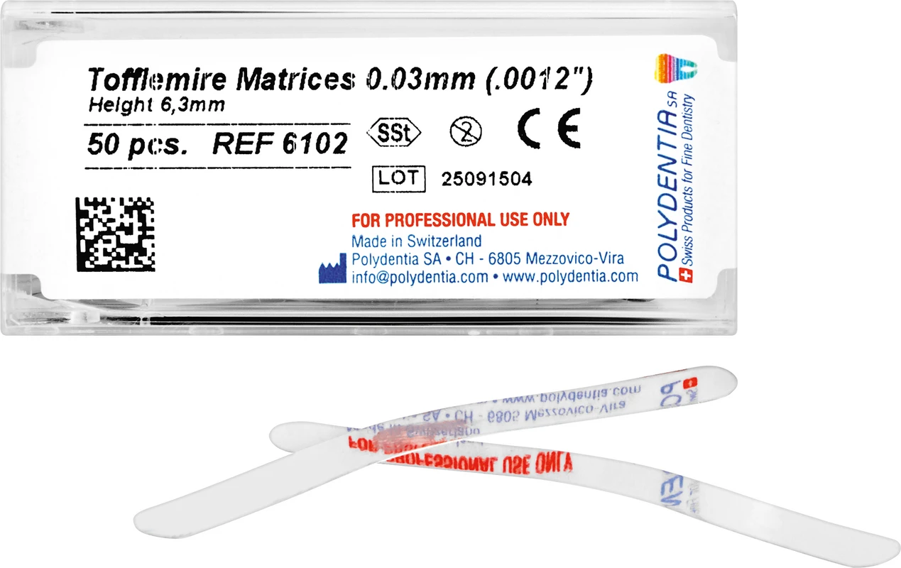 Matrizen nach Tofflemire Packung 50 Stück Höhe 6,3 mm, Stärke 0,03 mm, Molar