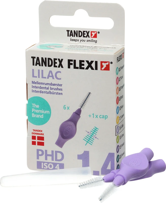 FLEXI® Interdentalbürsten PHD Packung 6 Stück lilac, PHD 1.4 (Ø 0,8 mm), ISO 4