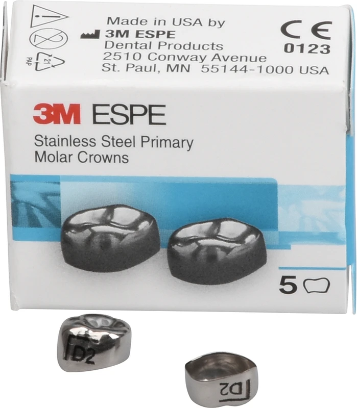 Edelstahlkronen Packung 5 Stück D-LL-2, für Milchmolaren