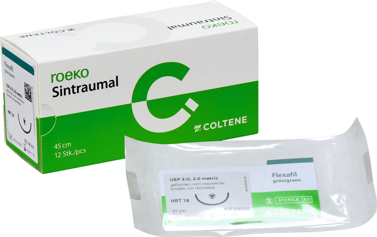 roeko Sintraumal Packung 12 Stück grün, 45 cm, HRT 18, 1/2 Kreis, trokar, 18 mm, USP 3/0