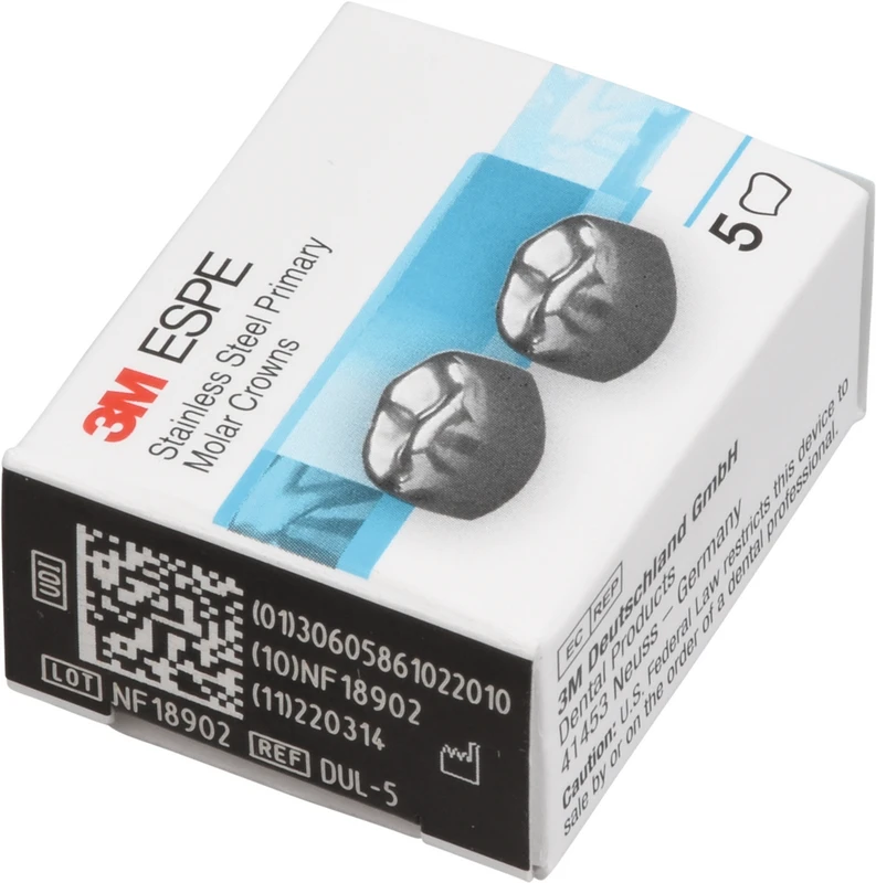Edelstahlkronen Packung 5 Stück D-UL-5, für Milchmolaren