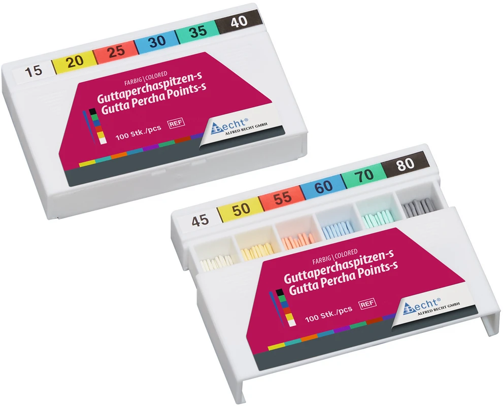 Guttaperchaspitzen farbig Packung 100 Stück ISO 015