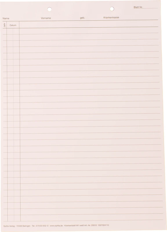 Krankenblatt M1 Spitta Verlag