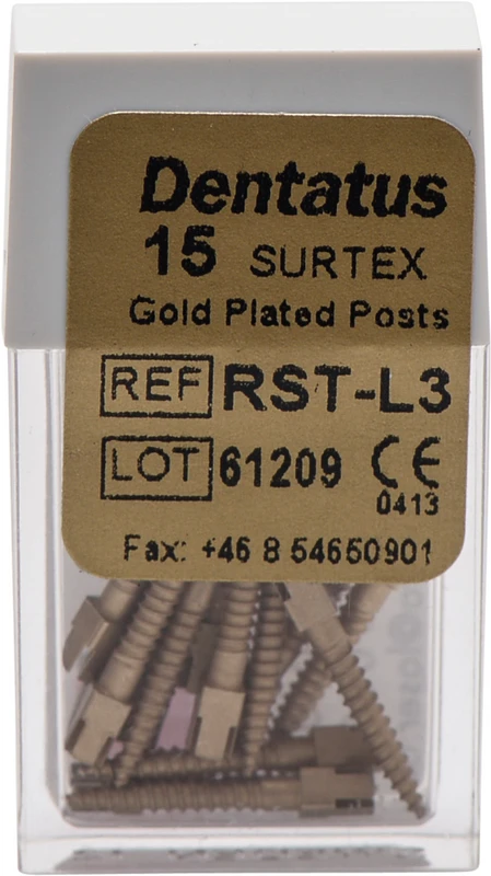 Classic Surtex vergoldete Wurzelstifte Packung 15 Stück 11,8 mm, Ø 1,35 mm, Größe 2