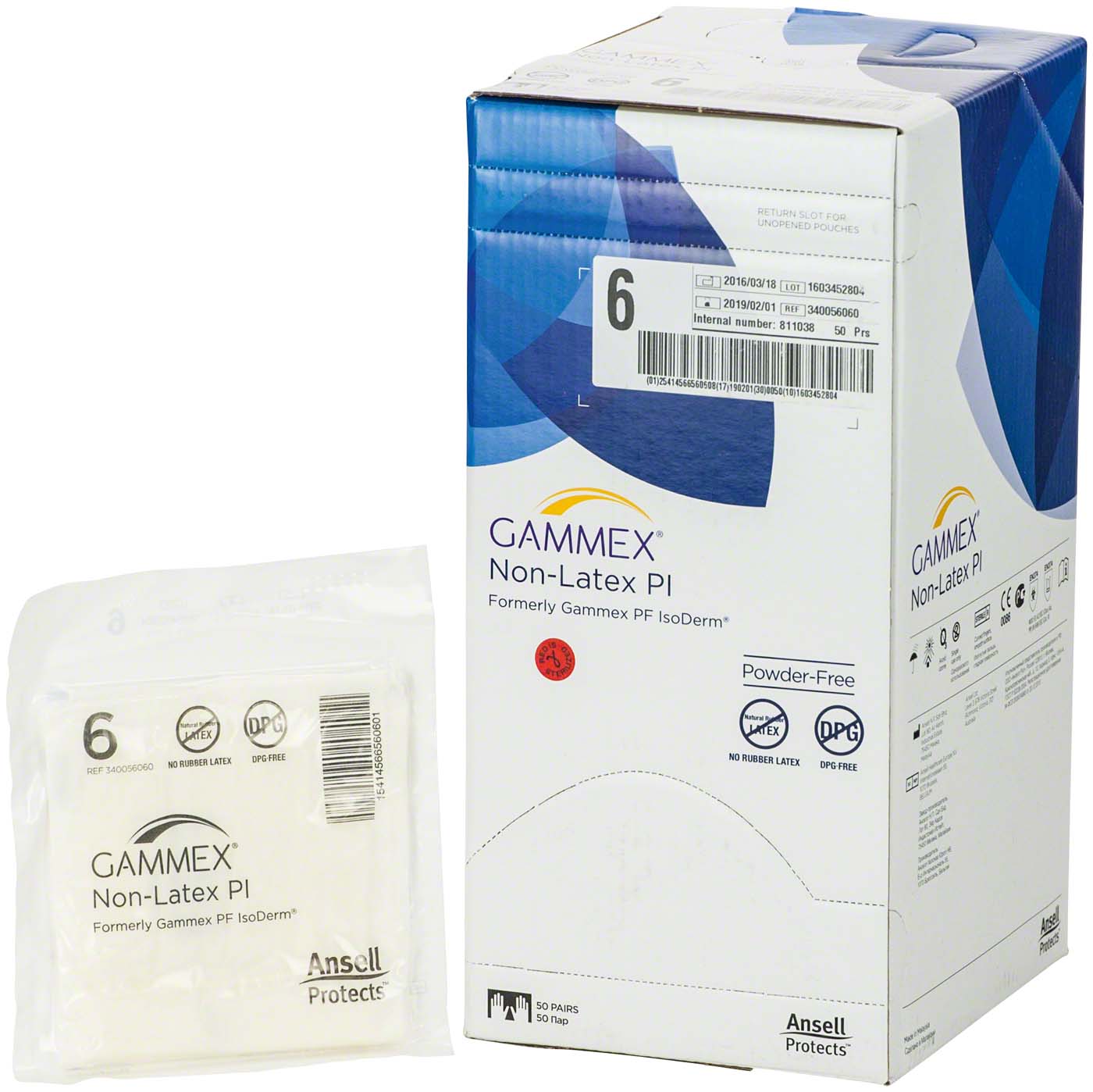 Gammex® Non-Latex PI Packung 50 Paar puderfrei, weiß, Größe 6 Gammex® Non-Latex PI Ansell