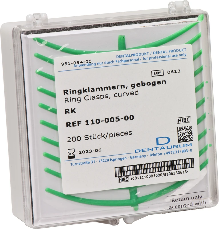 Ringklammer Packung 200 Stück gebogen RK, grün, standard