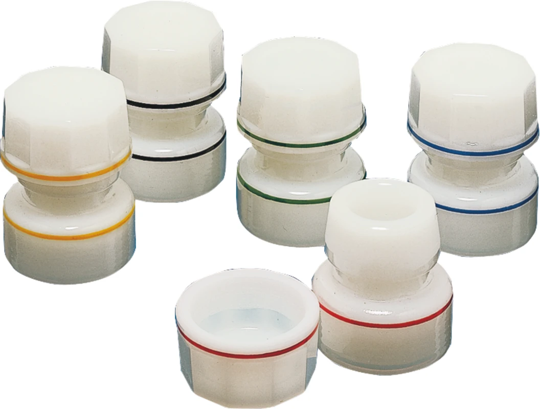 Kappengläser aus Opalglas Stück mit blauem Ring Kappengläser aus Opalglas Becht