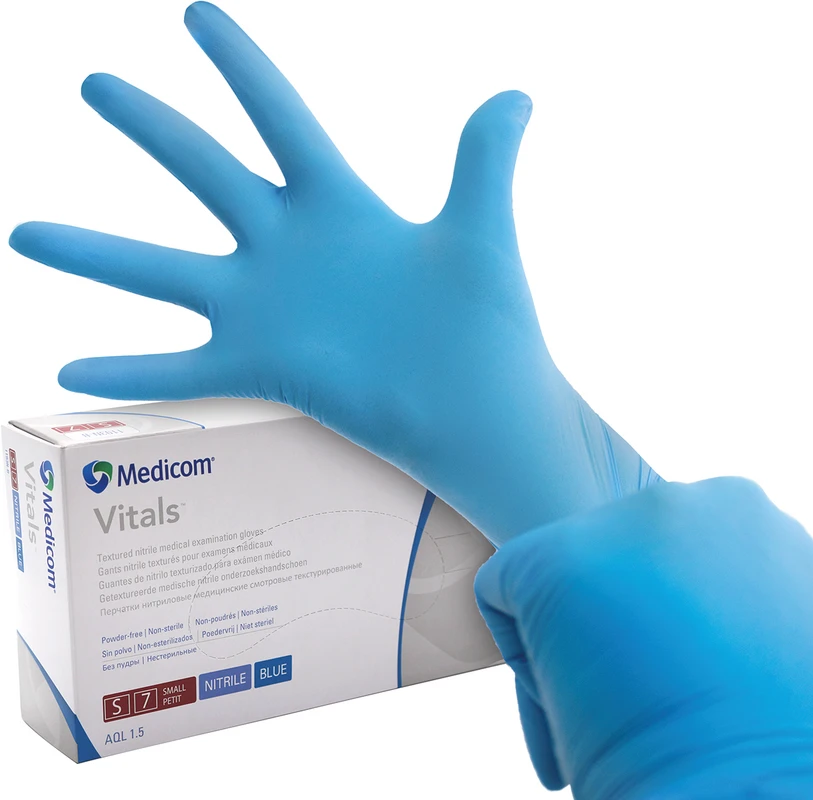 Medicom® SafeTouch® Advanced™ Vitals™ Nitril-Handschuhe Packung 100 Stück puderfrei, blau, S