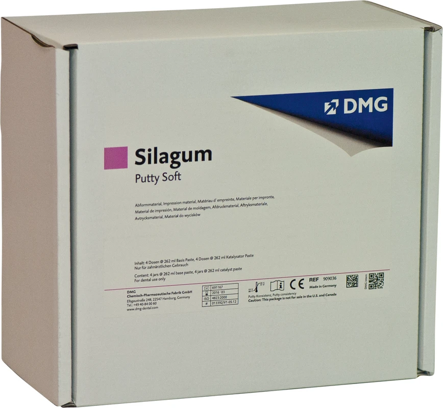 Silagum Putty Vorteilspackung 4 x 262 ml Basispaste, 4 x 262 ml Katalysatorpaste, Soft Silagum Putty DMG