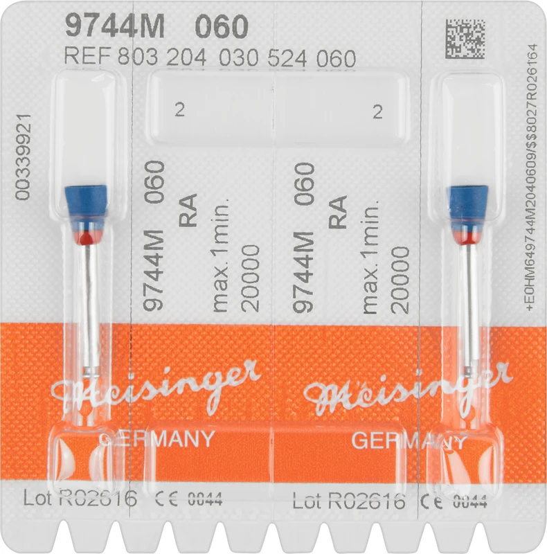 Diamantpolierer 9744 Packung 2 Stück blau mittel, RA, Figur 030, 7,5 mm, ISO 060