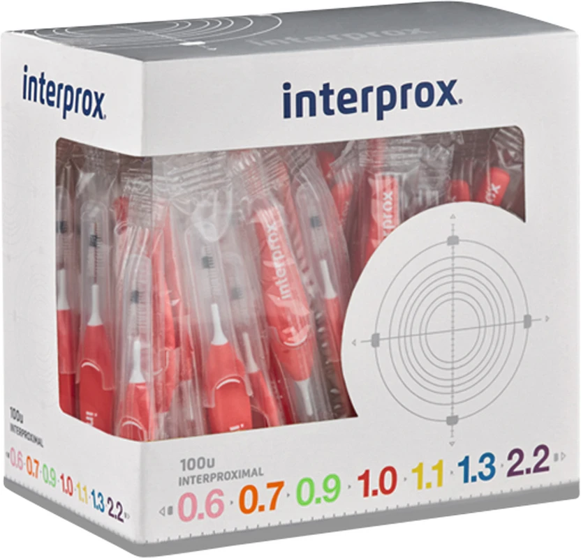 interprox® Box 100 Stück rot, &Oslash; 1,2 mm, mini conical