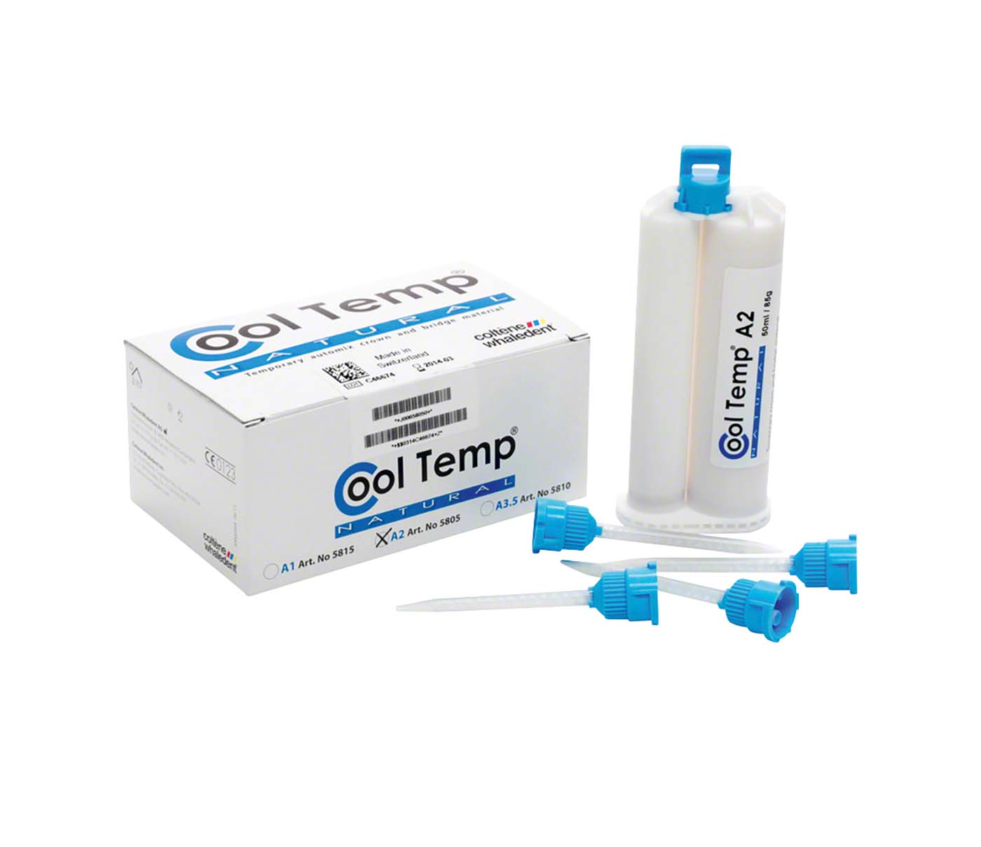 Cool Temp® NATURAL Packung 50 ml Doppelkartusche A2, 10 Mischkanülen blau Cool Temp® NATURAL COLTENE