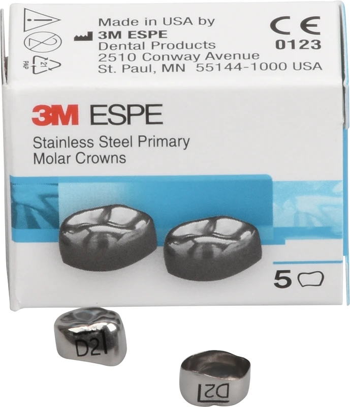 Edelstahlkronen Packung 5 Stück D-LR-2, für Milchmolaren